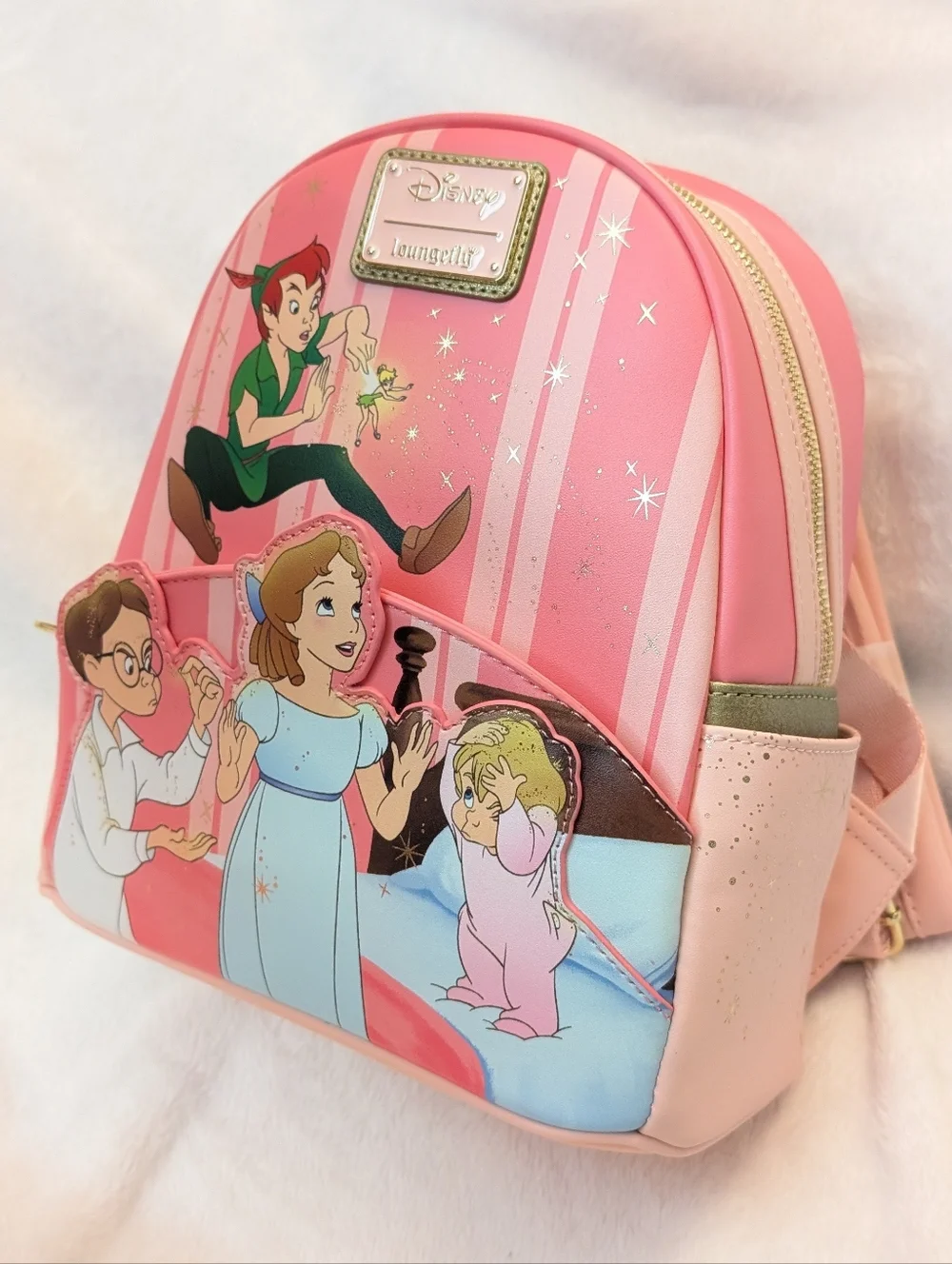 Loungefly Peter Pan 70th Anniversary You Can Fly pink Mini Backpack disney NWT - Picture 2 of 5